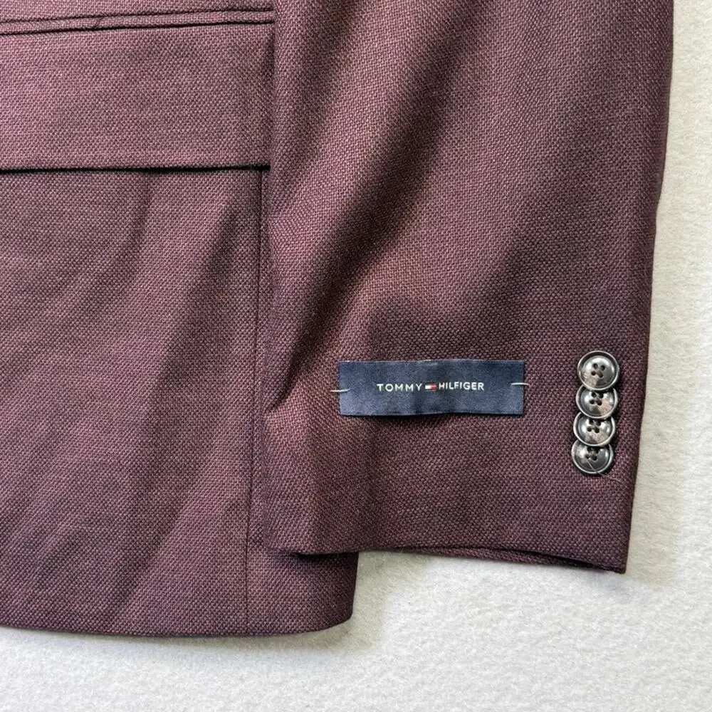 Tommy Hilfiger Men's Modern-Fit plaid Sport Coat - bordeaux 42S $295